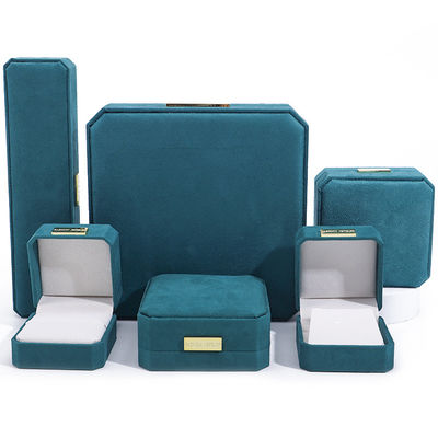 Ingrosso Produzione di lusso manifattura Gioielleria Confezione scatola personalizzata Logo personalizzato blu chiaro di fascia alta Colletto Bracciale Orecchini Anello Confezione velluto Octagonale Gioielleria Scatola
