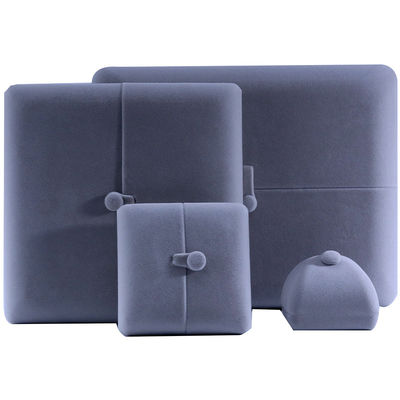 Flat Open Grigio Soft Velvet Gioielleria Scatola di stoccaggio con bottone di chiusura