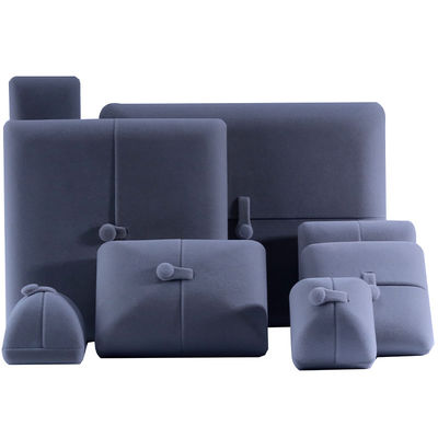 Flat Open Grigio Soft Velvet Gioielleria Scatola di stoccaggio con bottone di chiusura