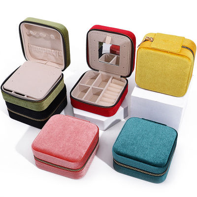 comprare Logo personalizzato Caselle di gioielli di velluto Repositorio per orecchini Colletto Ring Box specchio online manufacture