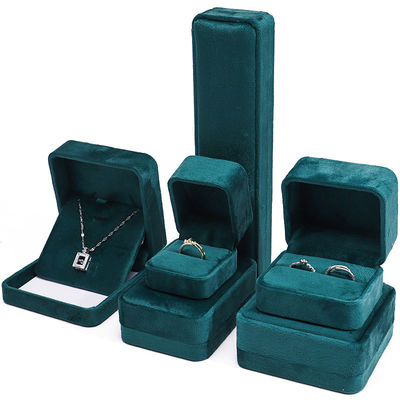 comprare Wholesale Manufacturing Luxury Jewelry Box packaging Personalized Custom logo high end Collare verde scuro Bracciale Orecchini Anello Packaging Velvet Jewelry Box online manufacture