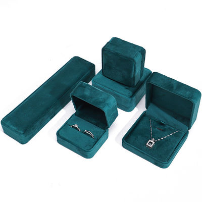 Wholesale Manufacturing Luxury Jewelry Box packaging Personalized Custom logo high end Collare verde scuro Bracciale Orecchini Anello Packaging Velvet Jewelry Box