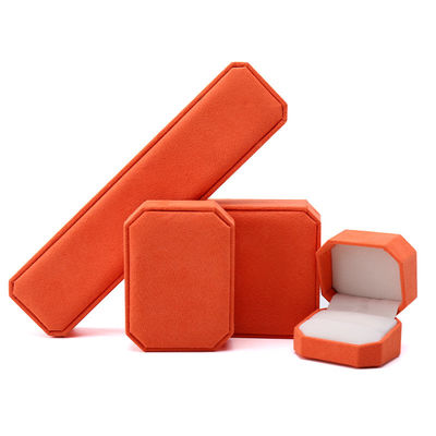 Elegante scatola portagioie ottagonale fatta a mano in velluto arancione per confezionare collane, orecchini, bracciali e anelli