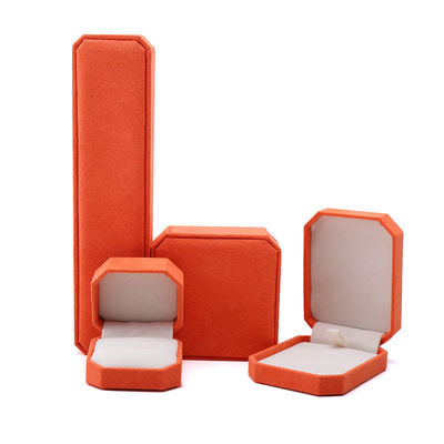 Elegante scatola portagioie ottagonale fatta a mano in velluto arancione per confezionare collane, orecchini, bracciali e anelli