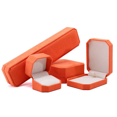 Elegante scatola portagioie ottagonale fatta a mano in velluto arancione per confezionare collane, orecchini, bracciali e anelli