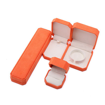 Elegante scatola portagioie ottagonale fatta a mano in velluto arancione per confezionare collane, orecchini, bracciali e anelli