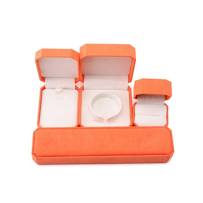 Elegante scatola portagioie ottagonale fatta a mano in velluto arancione per confezionare collane, orecchini, bracciali e anelli