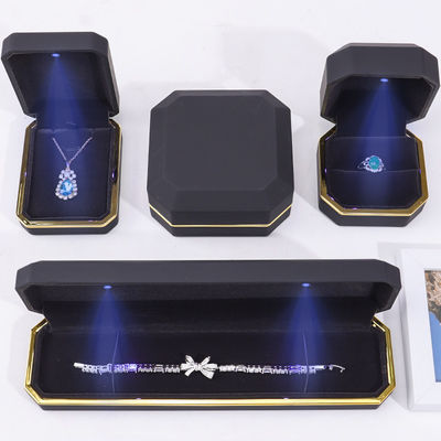 Scatola di imballaggio di gioielli di velluto di plastica artigianale per bracciali, orecchini, pendenti, collane e anelli