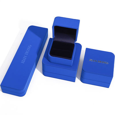 Casella di gioielli in pelle blu rettangolare per orecchini di taglia personalizzata Bracciale Colletto Anello