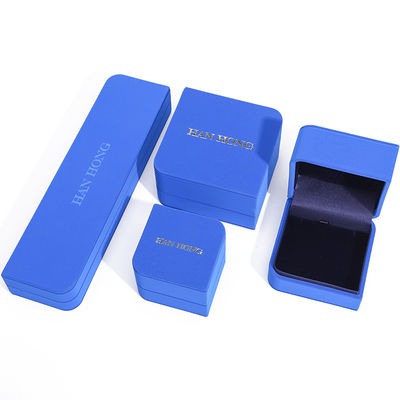 Casella di gioielli in pelle blu rettangolare per orecchini di taglia personalizzata Bracciale Colletto Anello