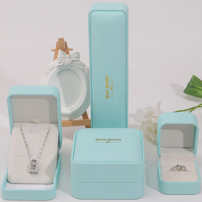 comprare Cyan Plain Soft Touch Faux Leather Jewelry Packaging Box Case Luxury Organizer online manufacture