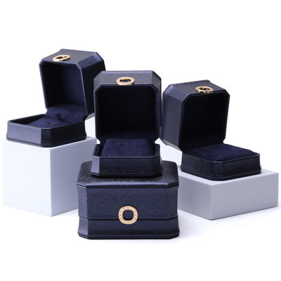 11*11*6cm Gioielleria in pelle Hanhong Collare quadrato Ring Box con metallo Blu Luxury