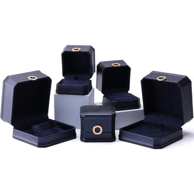 11*11*6cm Gioielleria in pelle Hanhong Collare quadrato Ring Box con metallo Blu Luxury