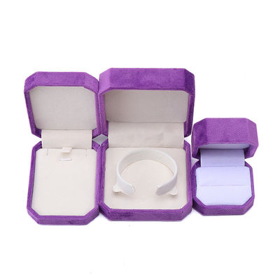 Pacchetto gioielli Custom Forma ottagonale Flannelette viola Scatola per colletto Braccialetto Anello
