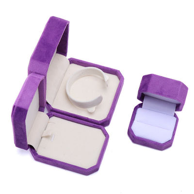 Pacchetto gioielli Custom Forma ottagonale Flannelette viola Scatola per colletto Braccialetto Anello