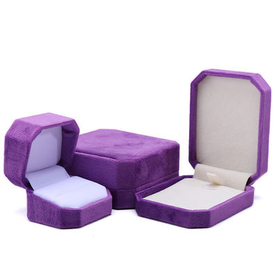 Pacchetto gioielli Custom Forma ottagonale Flannelette viola Scatola per colletto Braccialetto Anello