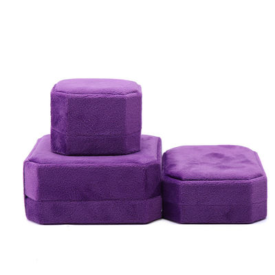 Pacchetto gioielli Custom Forma ottagonale Flannelette viola Scatola per colletto Braccialetto Anello