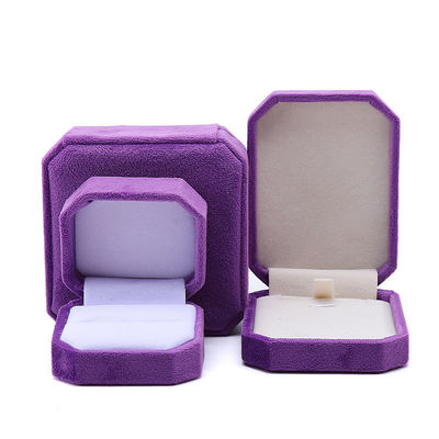 Pacchetto gioielli Custom Forma ottagonale Flannelette viola Scatola per colletto Braccialetto Anello