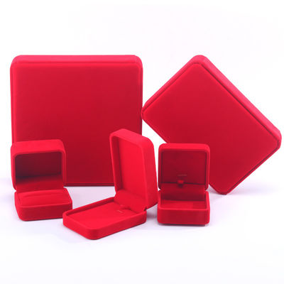Scatola per gioielli in velluto di lusso di alta gamma fatta a mano, scatola rossa per collana, bracciale, orecchini, anello