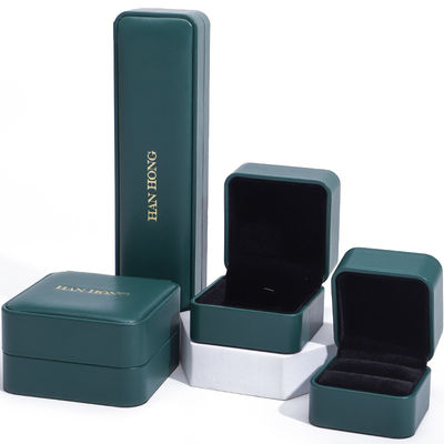 Scatola di rifornimento di gioielli in cuoio PU verde scuro Scatola di gioielli personalizzati di lusso Imballaggio