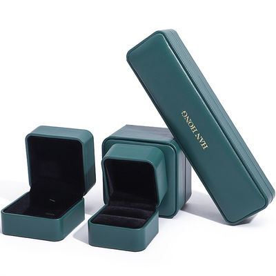 Scatola di rifornimento di gioielli in cuoio PU verde scuro Scatola di gioielli personalizzati di lusso Imballaggio