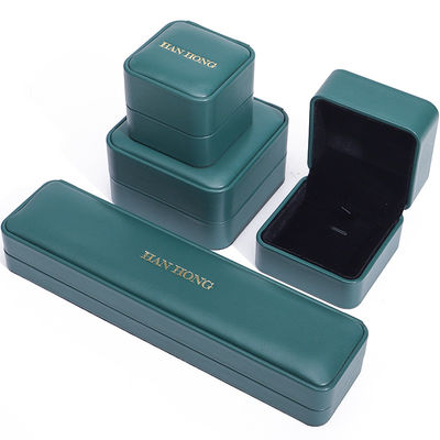 Scatola di rifornimento di gioielli in cuoio PU verde scuro Scatola di gioielli personalizzati di lusso Imballaggio