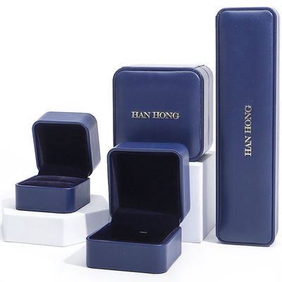 Casella di gioielli in pelle in PU blu scuro