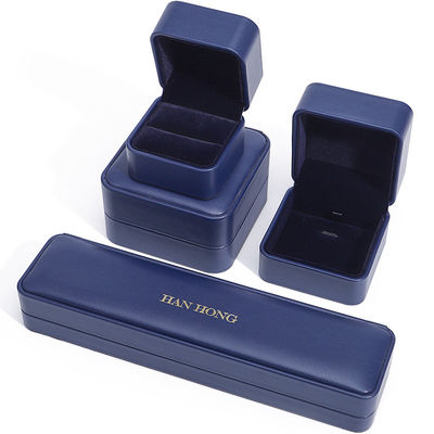 Casella di gioielli in pelle in PU blu scuro