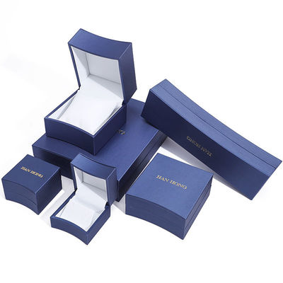Cartone di imballaggio per gioielli ottagonale in pelle blu per anelli per collane