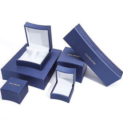 Cartone di imballaggio per gioielli ottagonale in pelle blu per anelli per collane