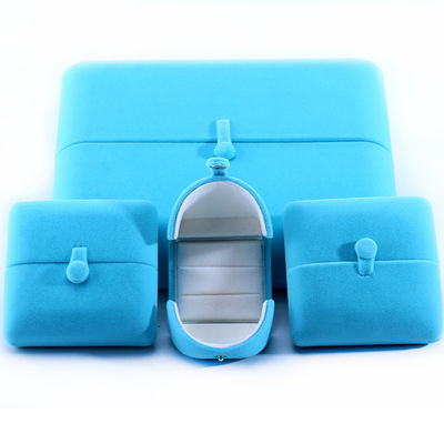 Sky Blue Velvet Hanhong Custom Logo Gioielli Confezionamento Scatola per Braccialetto Orecchini Regalo