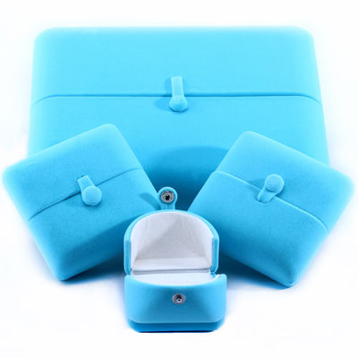 Sky Blue Velvet Hanhong Custom Logo Gioielli Confezionamento Scatola per Braccialetto Orecchini Regalo