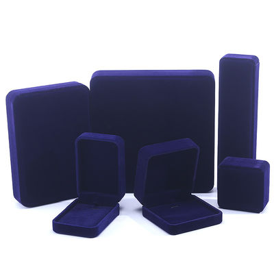 comprare Scatola di gioielli di velluto blu per l'imballaggio personalizzato di orecchini collane e anelli online manufacture