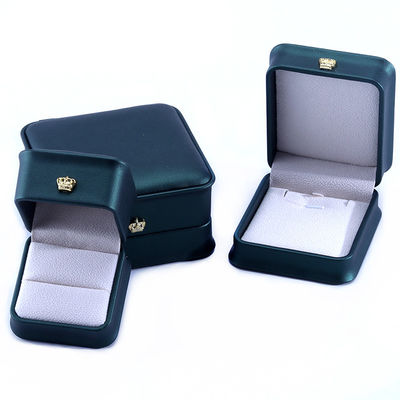 Green Crown Design Luxury PU cuoio gioielleria scatola per braccialetto collana anello e verde