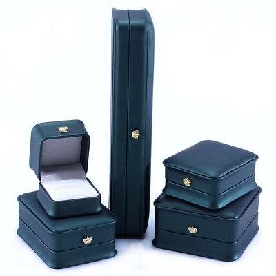 Green Crown Design Luxury PU cuoio gioielleria scatola per braccialetto collana anello e verde