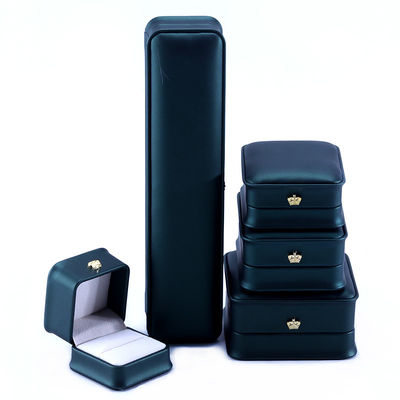 Green Crown Design Luxury PU cuoio gioielleria scatola per braccialetto collana anello e verde
