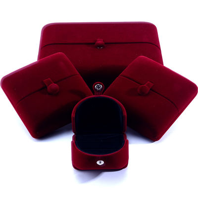 Elegante scatola di gioielli a doppia porta con taglia di fondo di velluto rosso con logo
