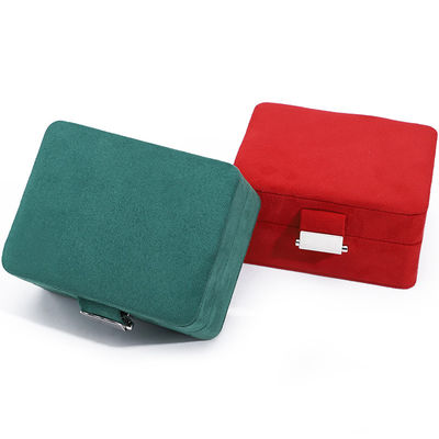 Scatola di gioielli in velluto a logo personalizzato fatta a mano per collare e anello da viaggio