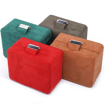 Scatola di gioielli in velluto a logo personalizzato fatta a mano per collare e anello da viaggio