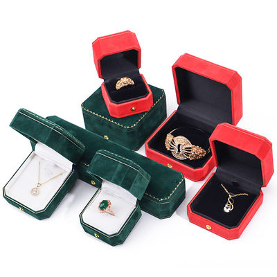 Logo personalizzato Rectangle Velvet Jewelry Box per pendenti orecchini Bracelet Necklace Ring