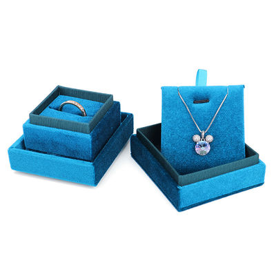 Hanhong Luxury Customized Blue Square Ring Box per carta di fidanzamento di nozze