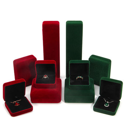 Casella per gioielli di velluto in lusso Casella di imballaggio per anello di collana per bracciale in Borgogna