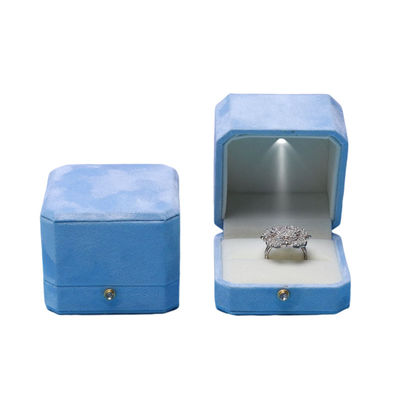 Blue Velvet Octagonal LED Jewelry Boxes Soluzione personalizzata di Hanhong Screen per l'imballaggio