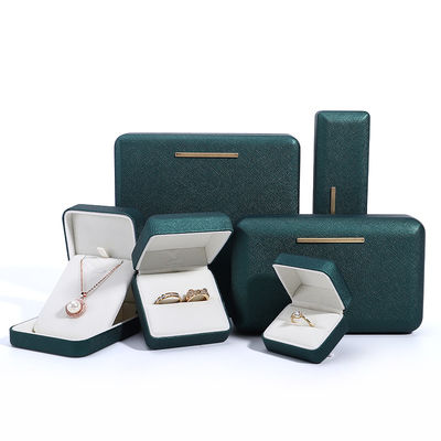 Hanhong Green PU Leather Velvet Jewelry Box per il logo personalizzato e l'imballaggio di lusso