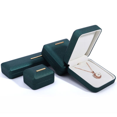 Hanhong Green PU Leather Velvet Jewelry Box per il logo personalizzato e l'imballaggio di lusso