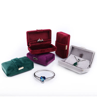 Velvet Hanhong Custom Logo Luxury Green Jewelry Box per orecchini Braccialetto Collare Anello