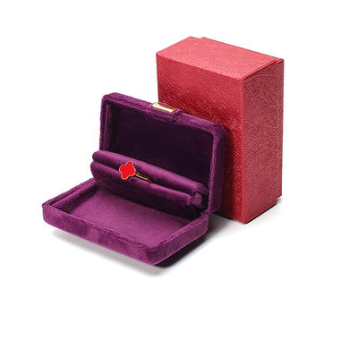 Logo personalizzato Luxury Purple Velvet Jewelry Box per orecchini Bracelet Necklace Ring