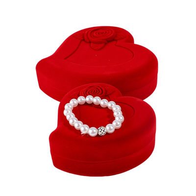 Casella di gioielli di velluto per anello d'amore rosso collana e orecchini set imballaggio personalizzato