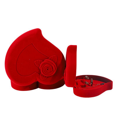 Casella di gioielli di velluto per anello d'amore rosso collana e orecchini set imballaggio personalizzato