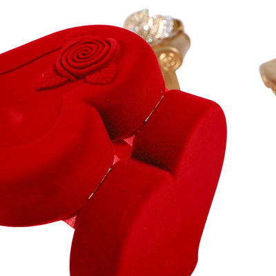 Casella di gioielli di velluto per anello d'amore rosso collana e orecchini set imballaggio personalizzato